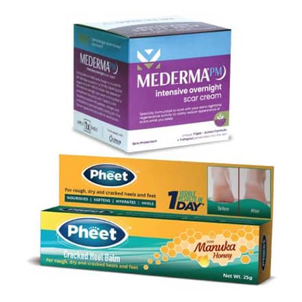 MEDERMA PM Overnight Acne Scar Removal Cream 30g & Pheet Cracked Heel Balm 50g (80 g)