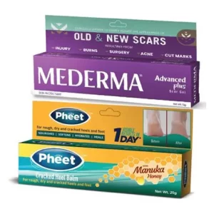 MEDERMA Advance Plus Scar Removal Gel 10g & Pheet Cracked Heel Balm 50g  (60 g)